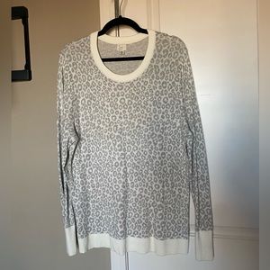 Light grey and cream colored cheetah print sweater